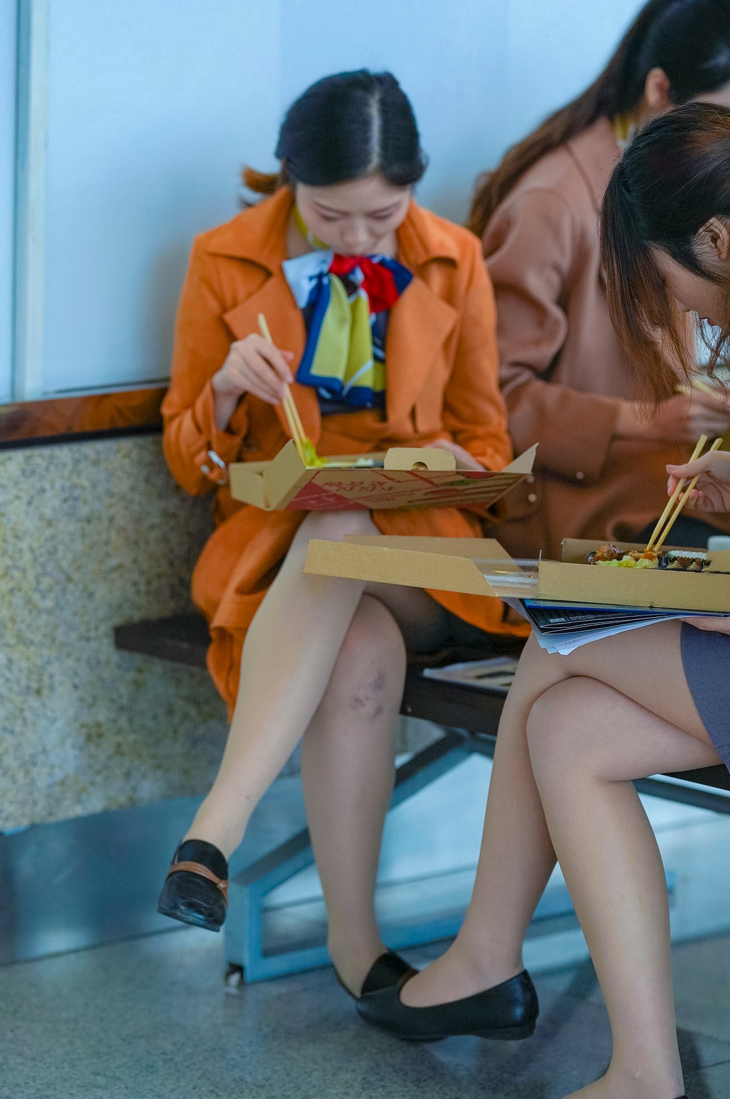 Lunch break hosiery glimpse